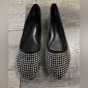 Elegant Black Rhinestone Flats